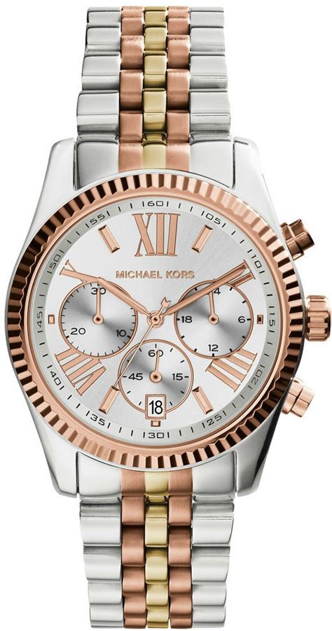 michael kors mk5735 lexington tri tone ladies watch|Michael Kors lexington chronograph.